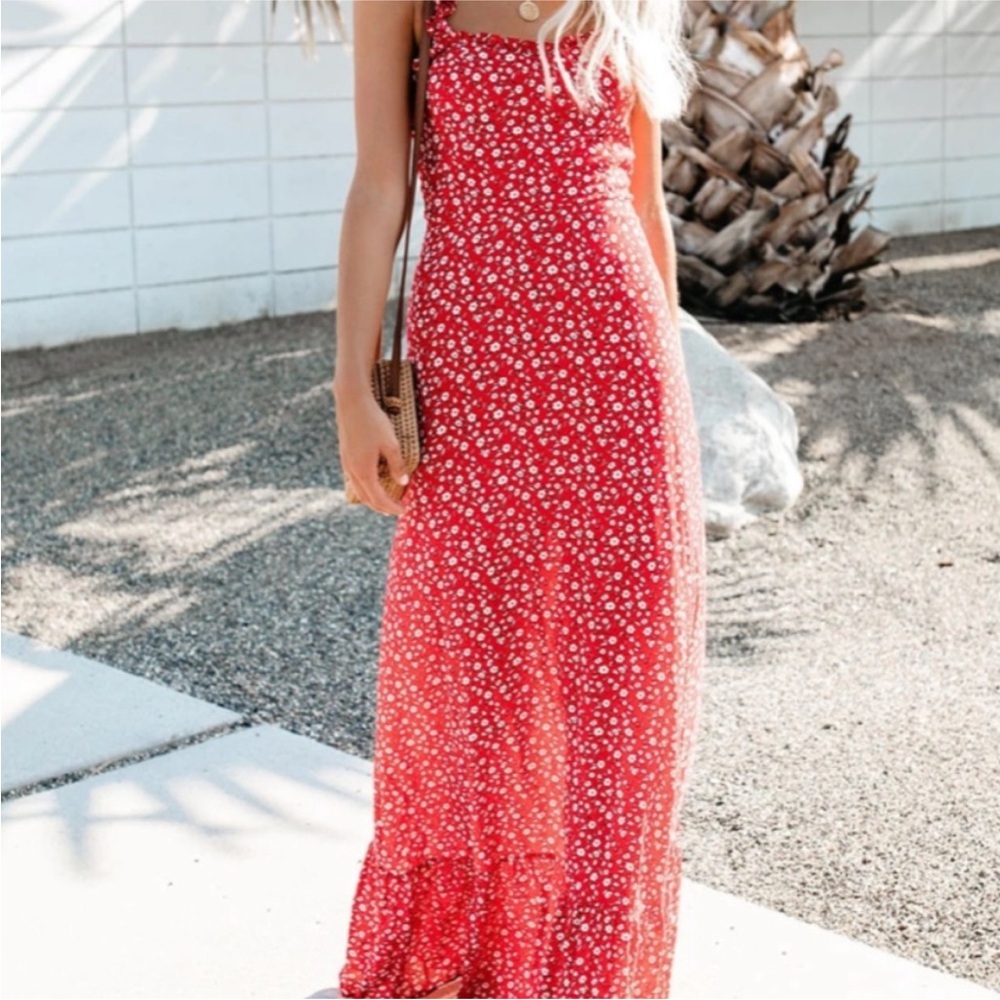 Vici My Fair Lady Red Floral Maxi Dress